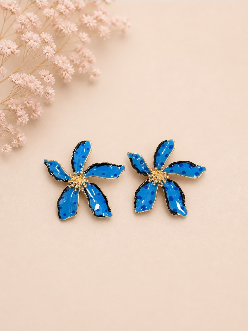 Blue Floral  Earrings